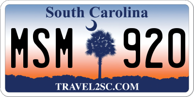 SC license plate MSM920