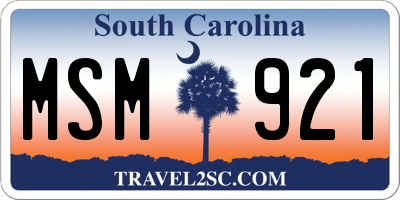 SC license plate MSM921