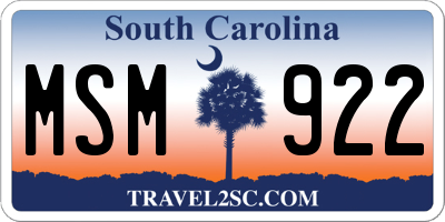 SC license plate MSM922