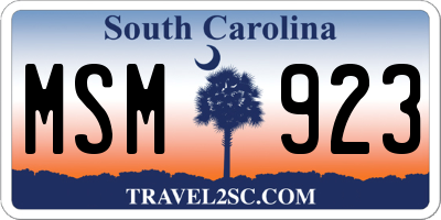 SC license plate MSM923