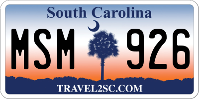 SC license plate MSM926