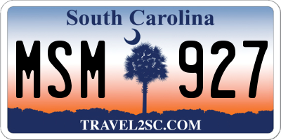 SC license plate MSM927