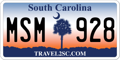 SC license plate MSM928