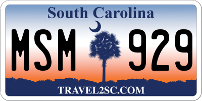 SC license plate MSM929