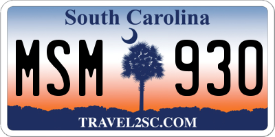 SC license plate MSM930