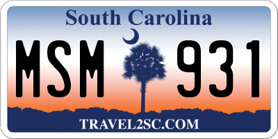 SC license plate MSM931