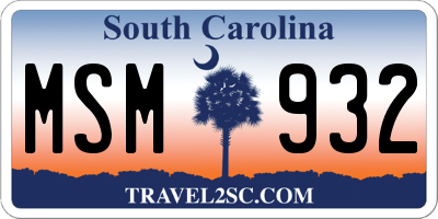 SC license plate MSM932