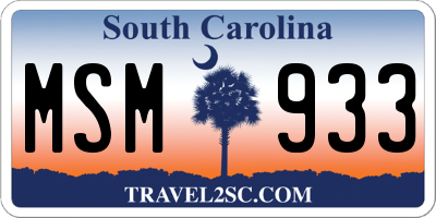 SC license plate MSM933
