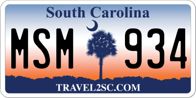 SC license plate MSM934