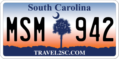SC license plate MSM942