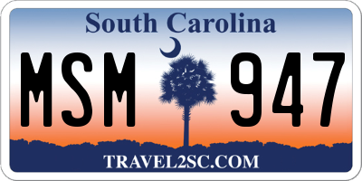 SC license plate MSM947