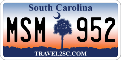 SC license plate MSM952