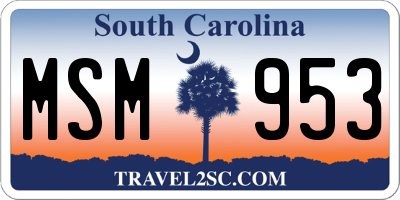 SC license plate MSM953