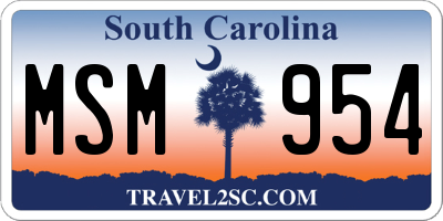 SC license plate MSM954