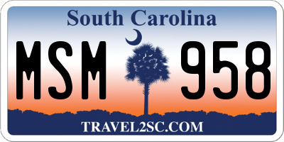 SC license plate MSM958