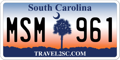 SC license plate MSM961