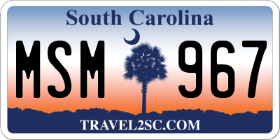 SC license plate MSM967