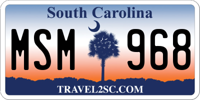 SC license plate MSM968