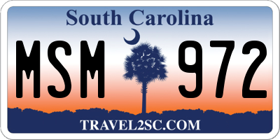 SC license plate MSM972
