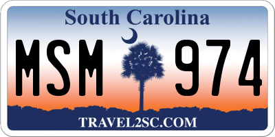 SC license plate MSM974