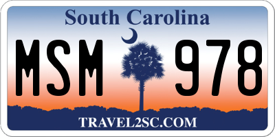 SC license plate MSM978