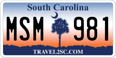 SC license plate MSM981