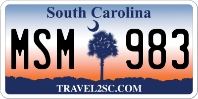 SC license plate MSM983