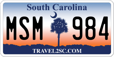SC license plate MSM984