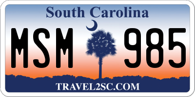 SC license plate MSM985