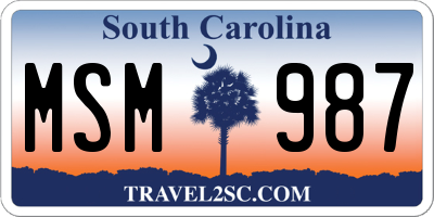 SC license plate MSM987