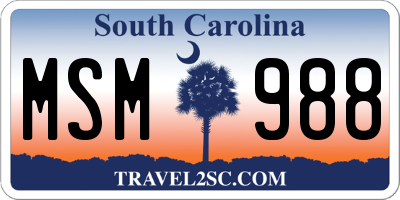 SC license plate MSM988