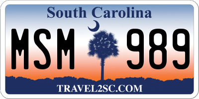 SC license plate MSM989