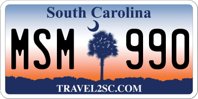 SC license plate MSM990