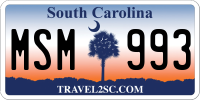 SC license plate MSM993