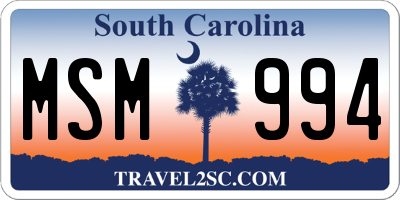 SC license plate MSM994