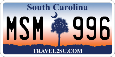 SC license plate MSM996