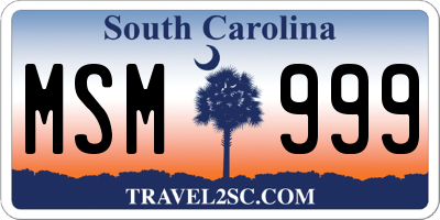 SC license plate MSM999
