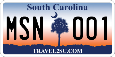 SC license plate MSN001