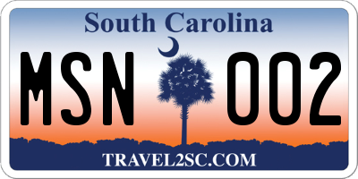 SC license plate MSN002
