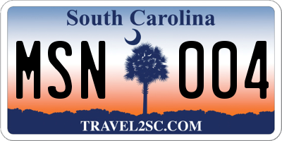 SC license plate MSN004
