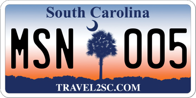 SC license plate MSN005