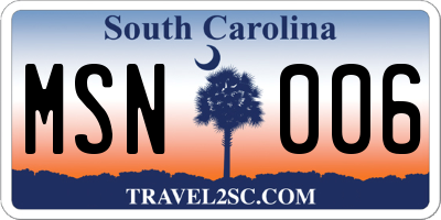 SC license plate MSN006