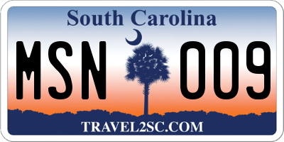 SC license plate MSN009