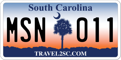 SC license plate MSN011