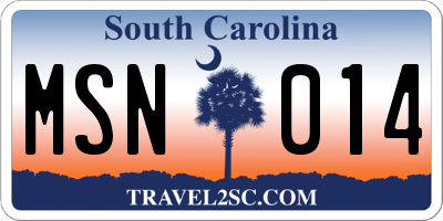 SC license plate MSN014