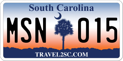 SC license plate MSN015