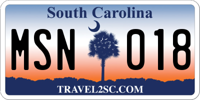 SC license plate MSN018