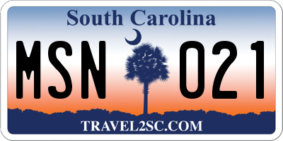 SC license plate MSN021