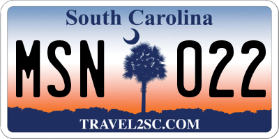 SC license plate MSN022