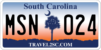 SC license plate MSN024